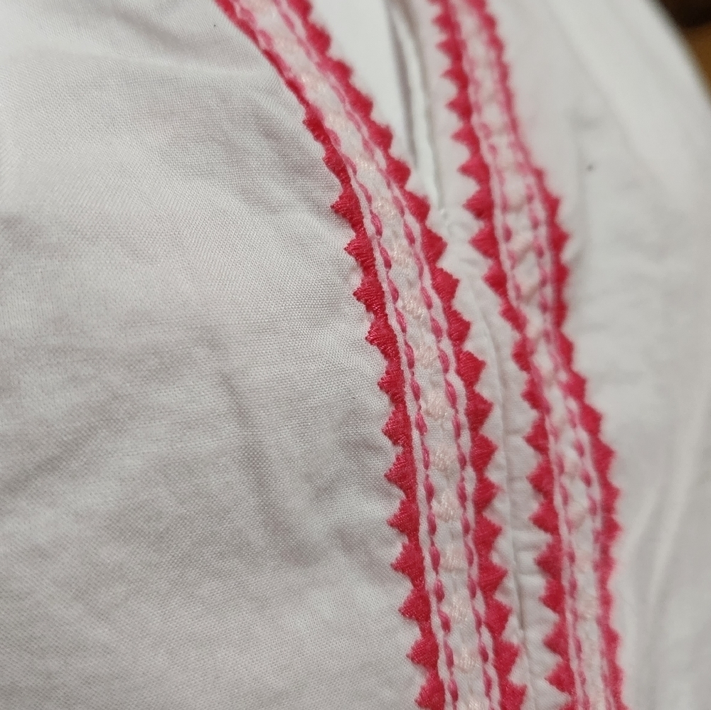 Gap XSP long sleeve white cotton peasant tunic with boho berry pink embroidery - Picture 2 of 5